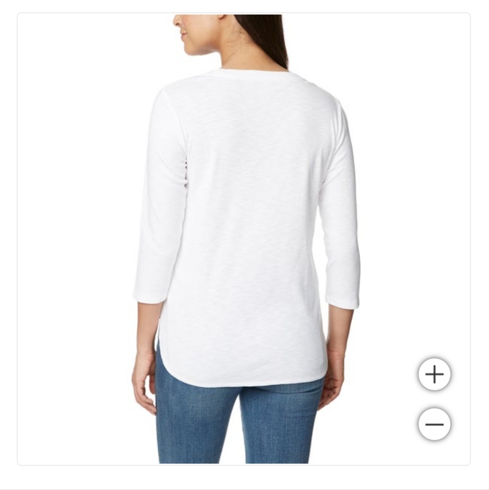New Kirkland Signature Women Girls Slub Tee 2-pack White Select Size 100% Cotton - Picture 4 of 15
